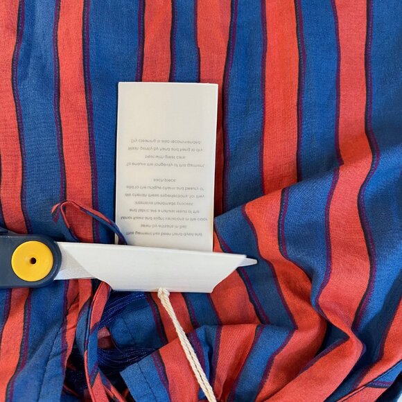 New Natalie Martin Girl's Marlien Sundress Batik Stripe Blue Blood Orange XS 2-3 - Picture 10 of 11